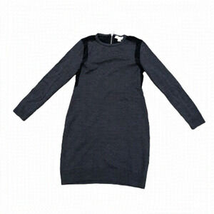 Michael Kors Gray and Black Knit Long sleeve Zipper Dress Womens Size M Stretch